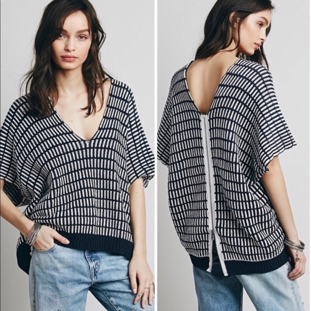 Free People Zip-Up Oversized Pullover